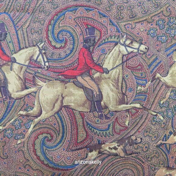 Vintage Ralph Lauren LARGE Wool Square Scarf Shawl Wrap Equestrian Hunting Dogs - Picture 6 of 16